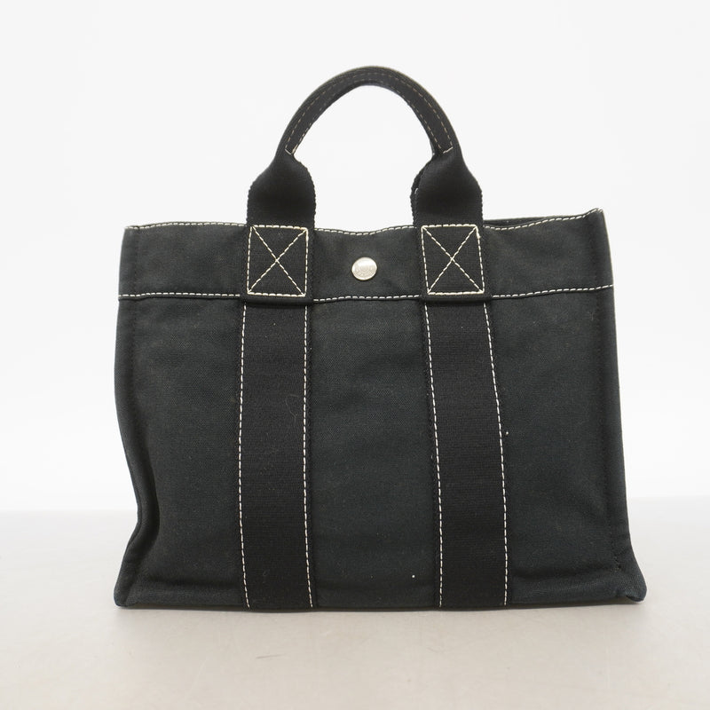【6ib1407】エルメス ハンドバッグ ドーヴィルPM キャンバス ブラック シルバー金具【中古】レディース