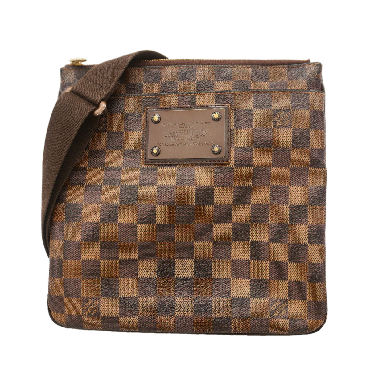 【6ib1411】ルイヴィトン ショルダーバッグ ダミエ ポシェットプラットブルックリン N41100 エベヌ【中古】レディース