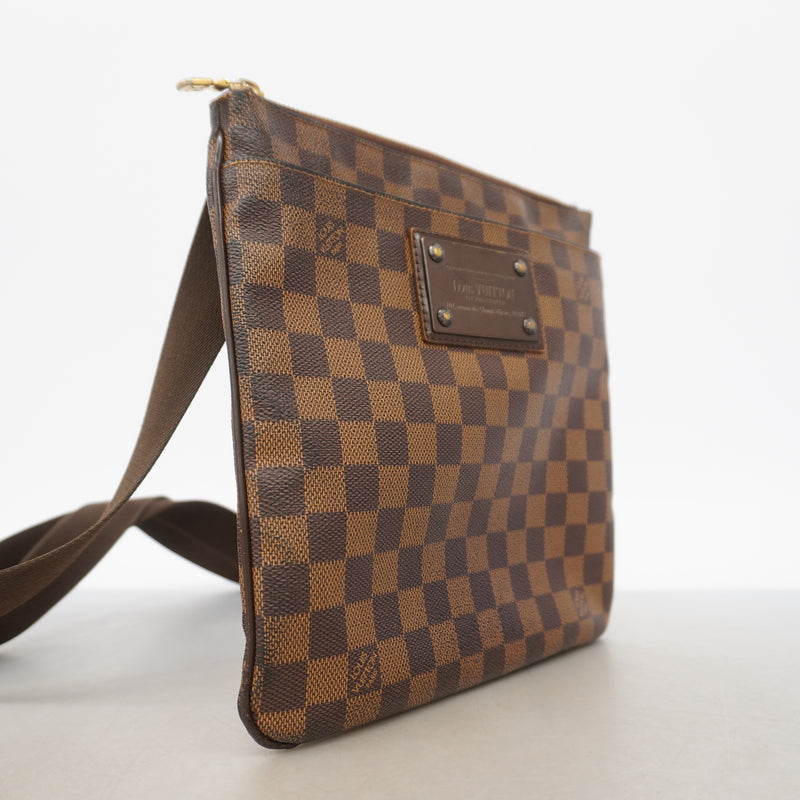 【6ib1411】ルイヴィトン ショルダーバッグ ダミエ ポシェットプラットブルックリン N41100 エベヌ【中古】レディース