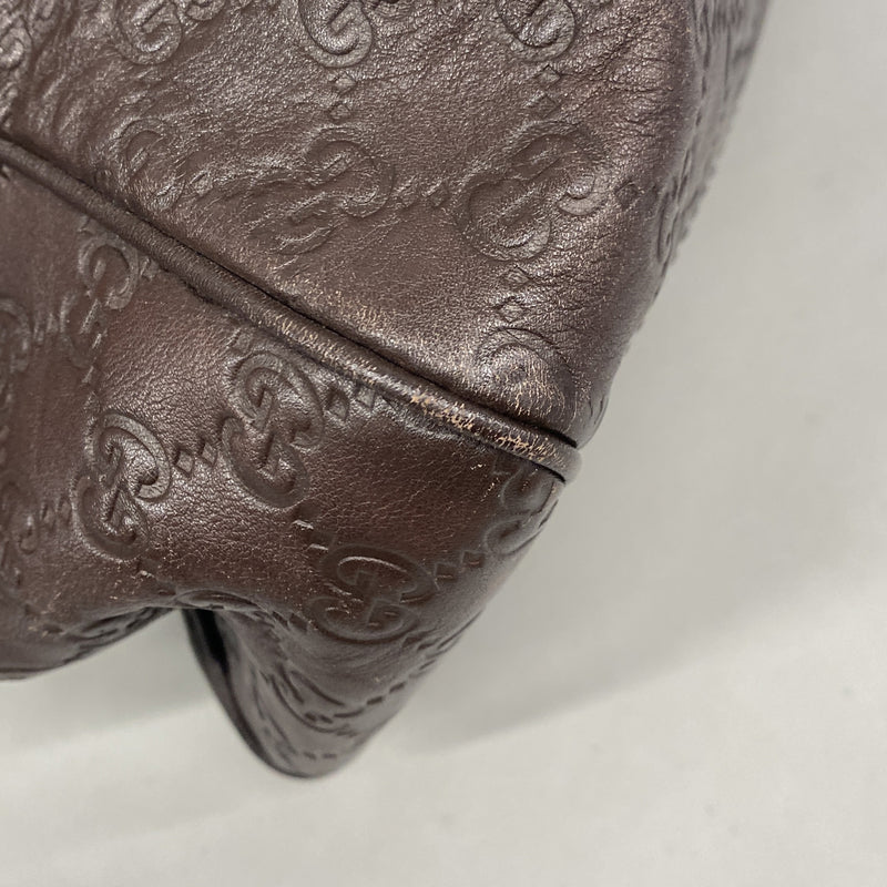 【6ib1438】グッチ トートバッグ グッチシマ 211944 レザー ブラウン シャンパンゴールド金具【中古】レディース