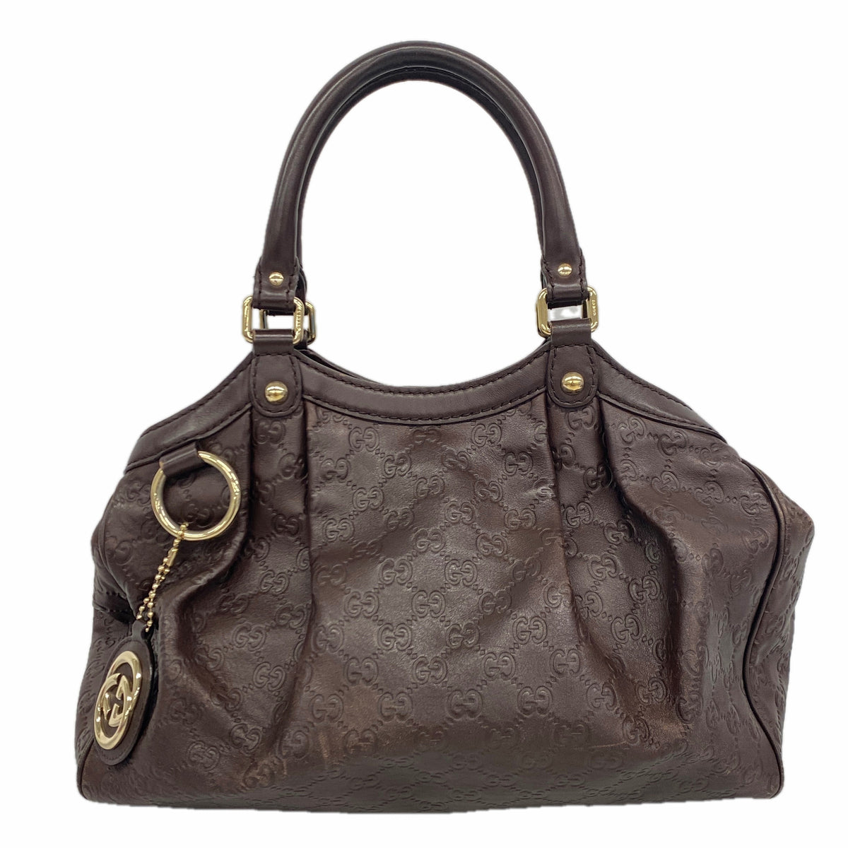 【6ib1438】グッチ トートバッグ グッチシマ 211944 レザー ブラウン シャンパンゴールド金具【中古】レディース