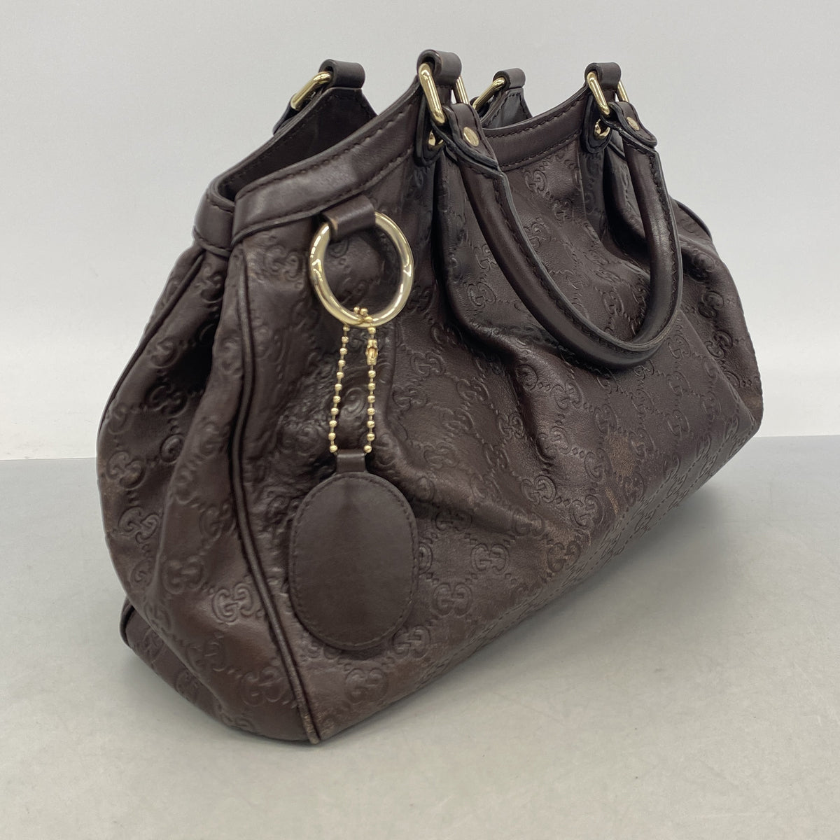 【6ib1438】グッチ トートバッグ グッチシマ 211944 レザー ブラウン シャンパンゴールド金具【中古】レディース