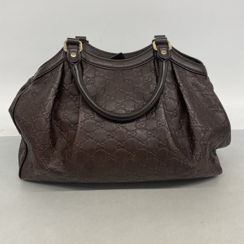 【6ib1438】グッチ トートバッグ グッチシマ 211944 レザー ブラウン シャンパンゴールド金具【中古】レディース