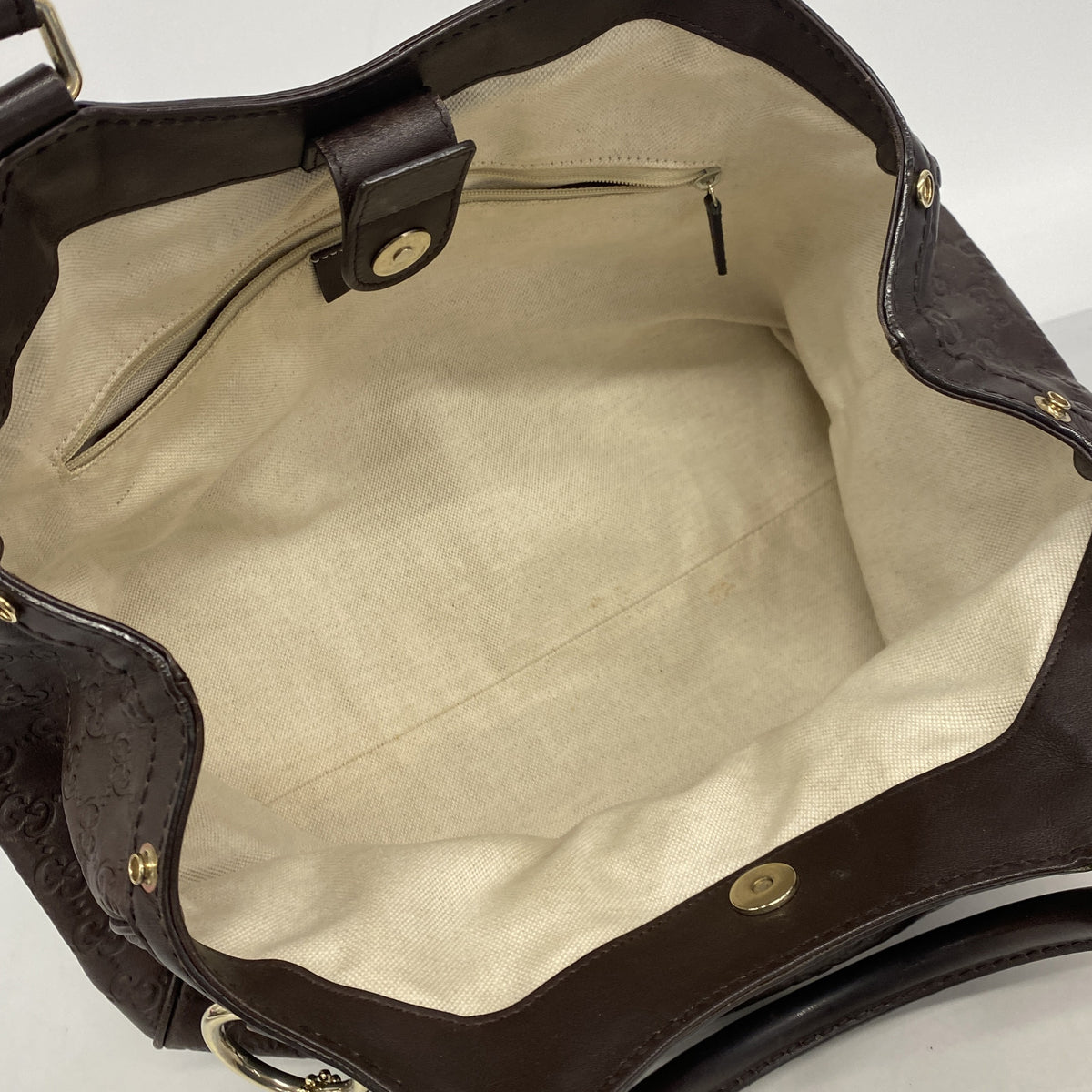 【6ib1438】グッチ トートバッグ グッチシマ 211944 レザー ブラウン シャンパンゴールド金具【中古】レディース