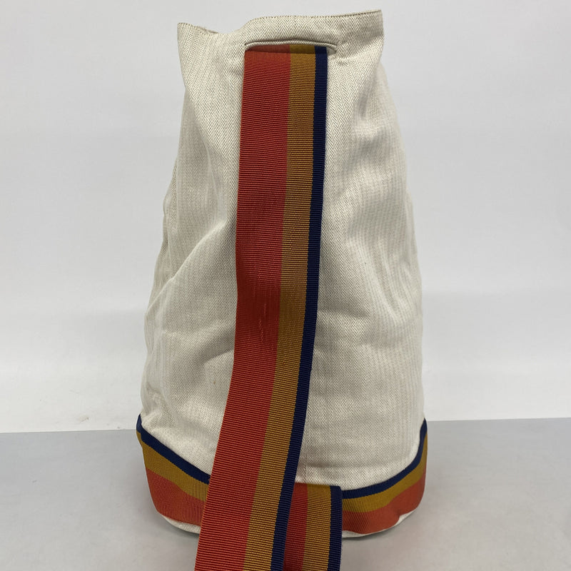 【6ib1439】エルメス ショルダーバッグ キャバリエ トワルアッシュ ホワイト オレンジ シルバー金具【中古】メンズ レディース ユニセックス