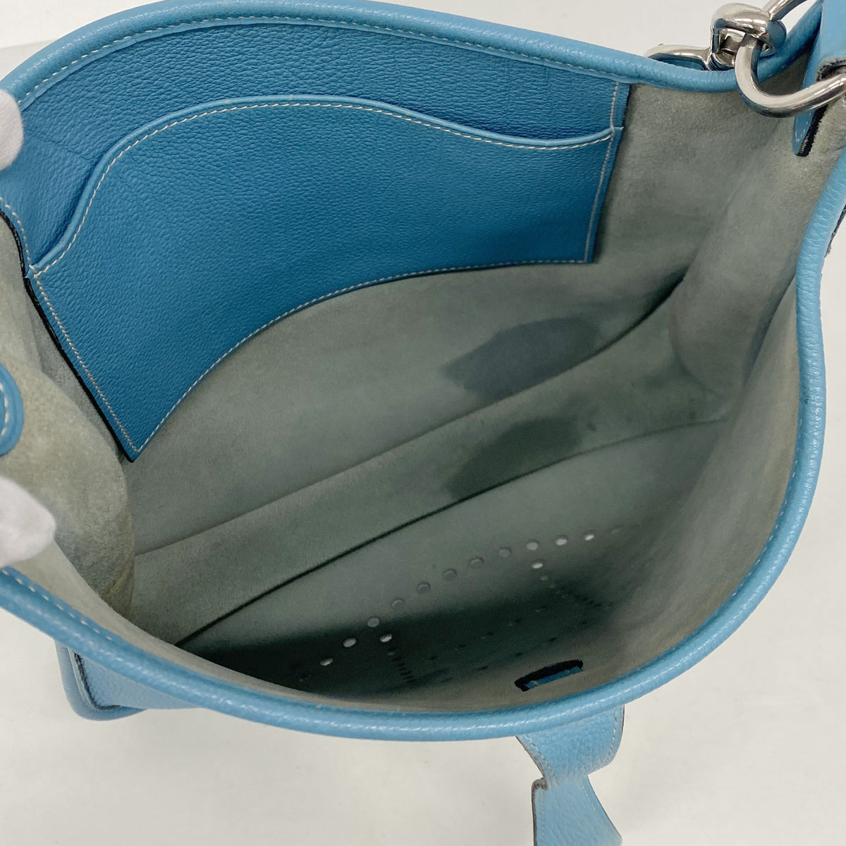 【6ib1440】エルメス ショルダーバッグ エヴリン1PM トゴ ブルージーン シルバー金具 □G刻印【中古】レディース