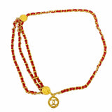【6ib1441】シャネル ベルト メタル ゴールド レッド ゴールド金具【中古】レディース