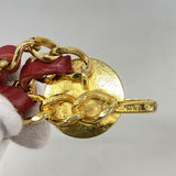 【6ib1441】シャネル ベルト メタル ゴールド レッド ゴールド金具【中古】レディース