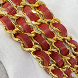 【6ib1441】シャネル ベルト メタル ゴールド レッド ゴールド金具【中古】レディース