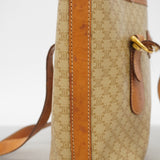 【6ib1454】セリーヌ ハンドバッグ マカダム PVC ブラウン ゴールド金具【中古】レディース