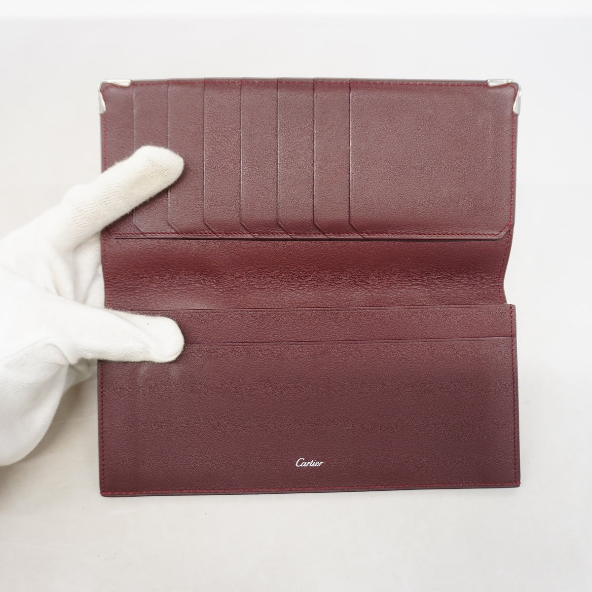 【6ib1456】カルティエ 長札入れ レザー ブラック ゴールド金具【中古】メンズ レディース ユニセックス