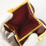 【6ib1465】カルティエ コインケース マスト レザー ボルドー ゴールド金具【中古】レディース