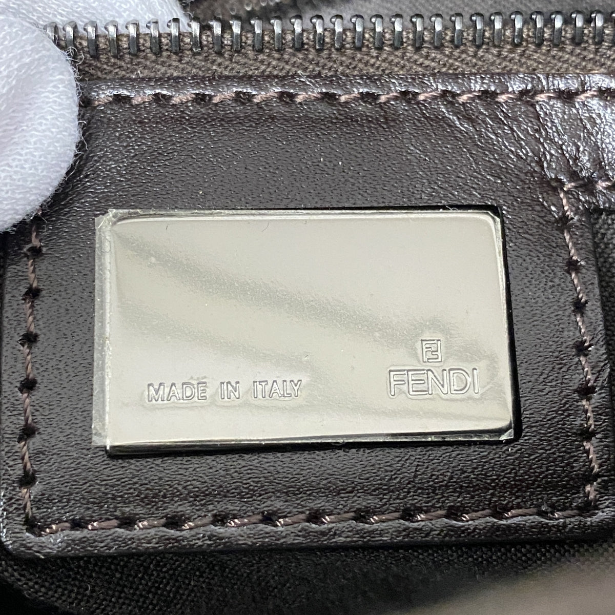 【6ib1477】フェンディ ショルダーバッグ ズッキーノ マンマバケット ナイロンキャンバス ブラウン シルバー金具【中古】レディース