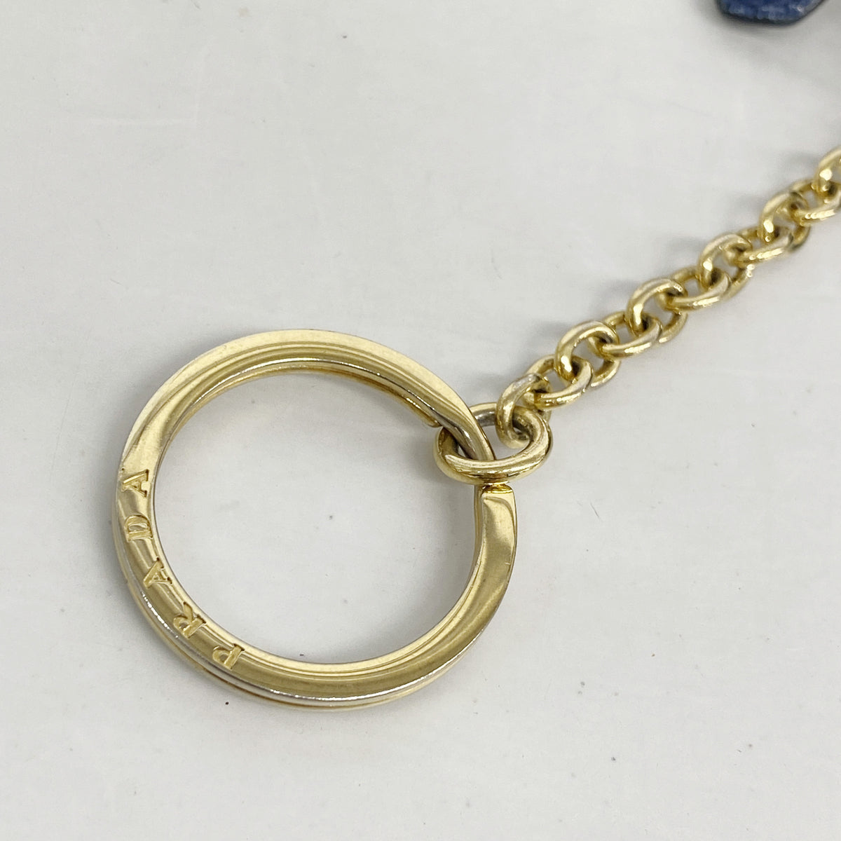 【6ib1478】プラダ コインケース サフィアーノ レザー ブルー ゴールド金具【中古】レディース