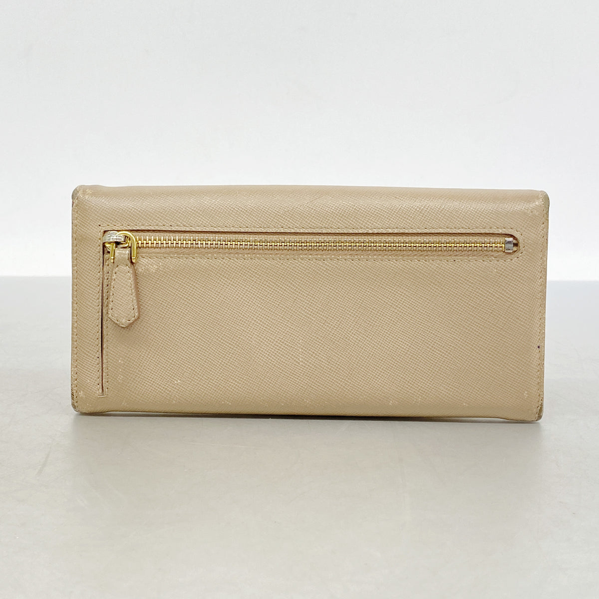 【6ib1479】プラダ 長財布 レザー ベージュ ゴールド金具【中古】レディース
