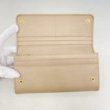 【6ib1479】プラダ 長財布 レザー ベージュ ゴールド金具【中古】レディース
