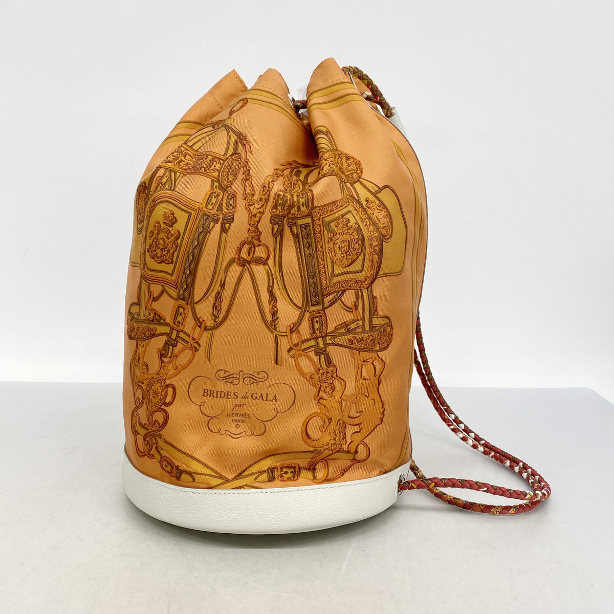 【6ib1480】エルメス ショルダーバッグ ソクワール22 シルク オレンジ シルバー金具 □O刻印【中古】レディース