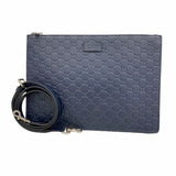 【6ib1482】グッチ ショルダーバッグ グッチシマ 429004 レザー ネイビー シルバー金具【中古】メンズ