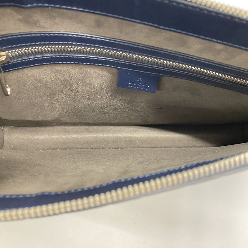 【6ib1482】グッチ ショルダーバッグ グッチシマ 429004 レザー ネイビー シルバー金具【中古】メンズ