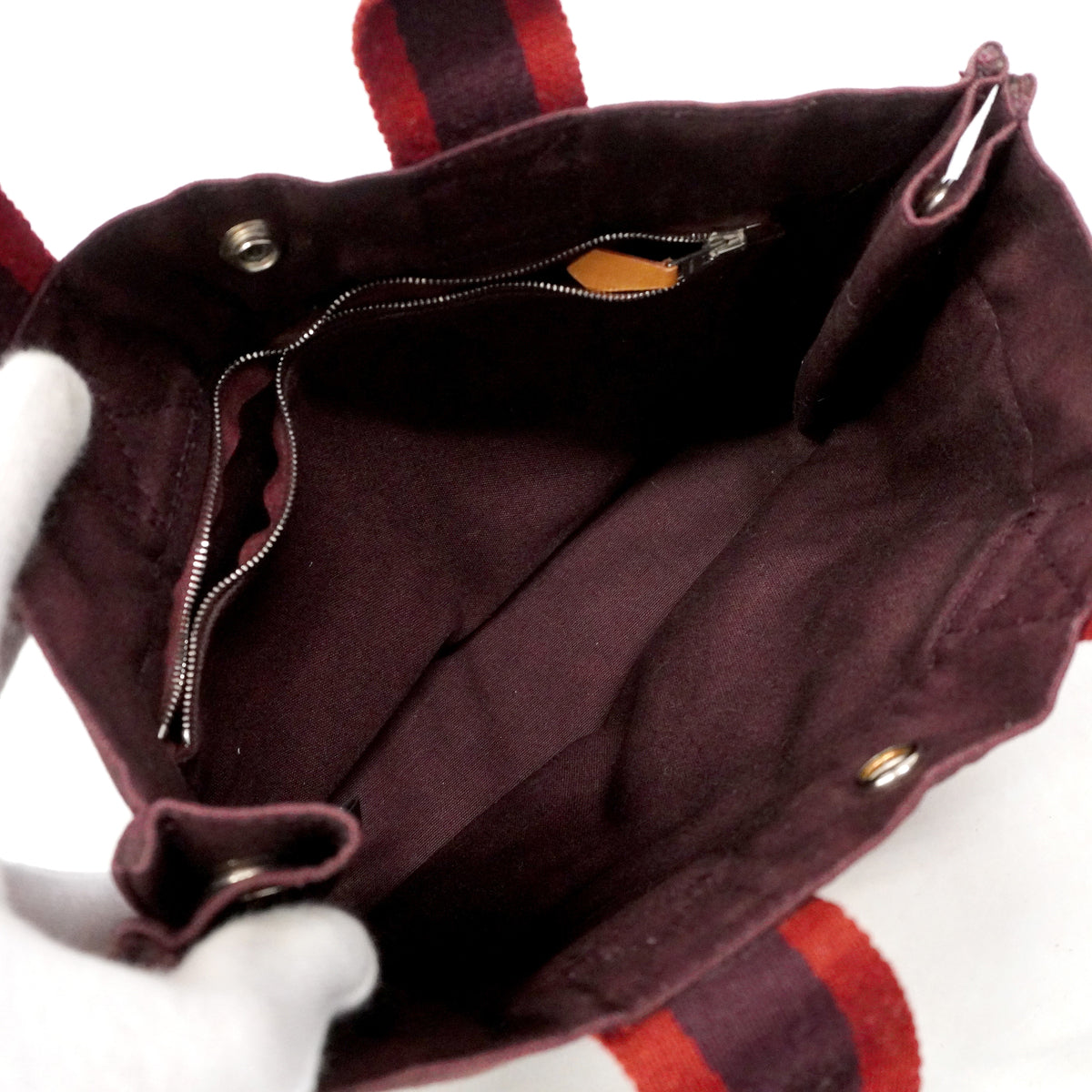 【6ib1484】エルメス トートバッグ エールラインPM キャンバス ブラウン シルバー金具【中古】レディース