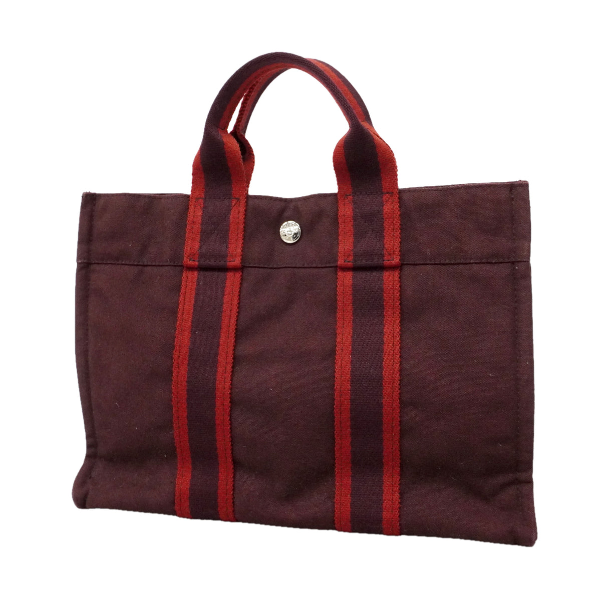 【6ib1484】エルメス トートバッグ エールラインPM キャンバス ブラウン シルバー金具【中古】レディース