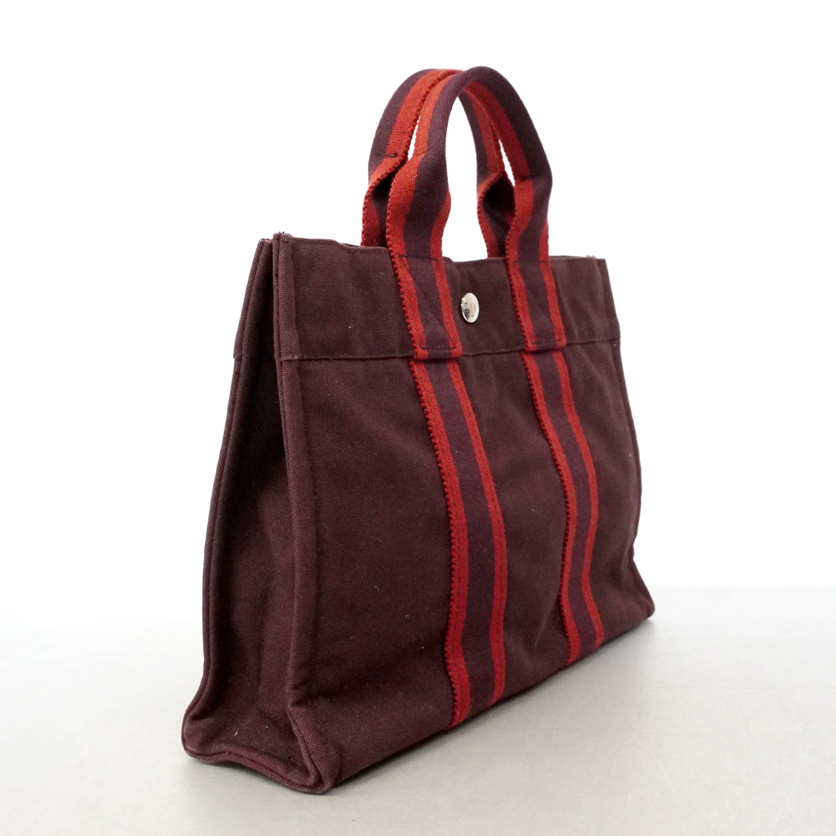 【6ib1484】エルメス トートバッグ エールラインPM キャンバス ブラウン シルバー金具【中古】レディース