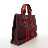【6ib1484】エルメス トートバッグ エールラインPM キャンバス ブラウン シルバー金具【中古】レディース