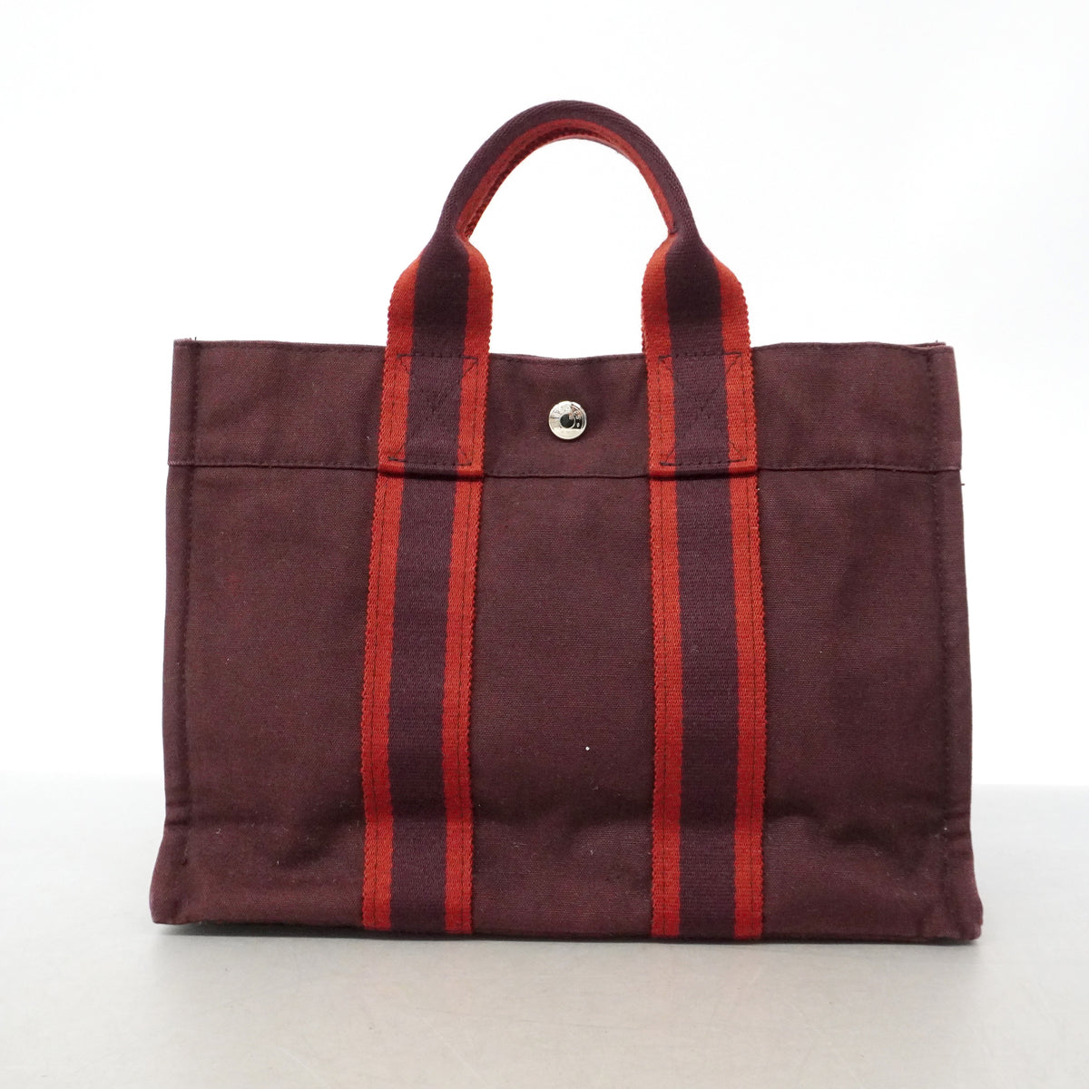 【6ib1484】エルメス トートバッグ エールラインPM キャンバス ブラウン シルバー金具【中古】レディース