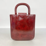 【6ib1494】カルティエ ハンドバッグ ハッピーバースデー パテントレザー ボルドー シルバー金具【中古】レディース