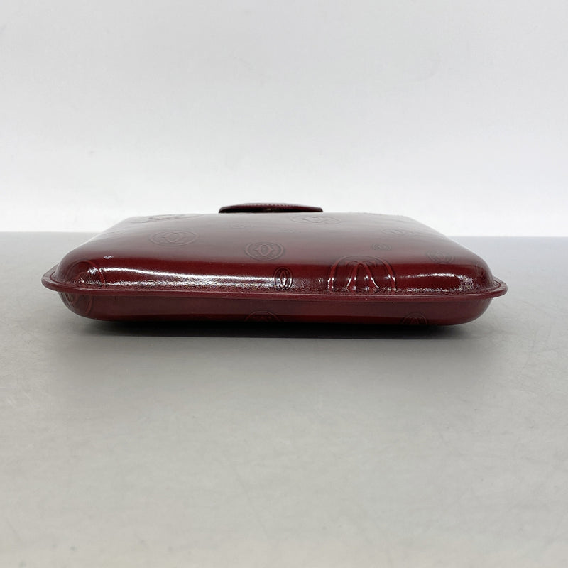 【6ib1494】カルティエ ハンドバッグ ハッピーバースデー パテントレザー ボルドー シルバー金具【中古】レディース