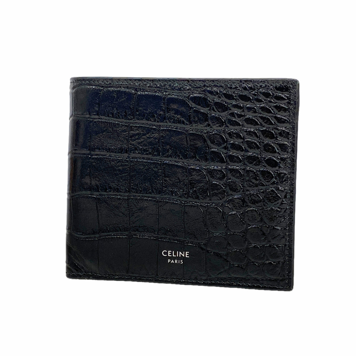 【6ib1496】セリーヌ 財布 レザー ブラック シルバー金具【中古】メンズ