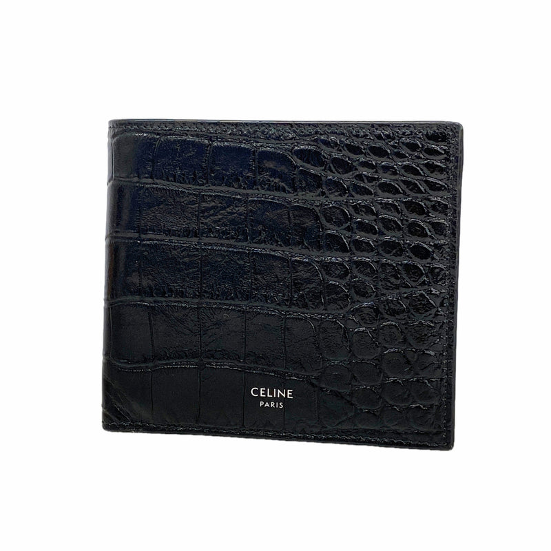 【6ib1496】セリーヌ 財布 レザー ブラック シルバー金具【中古】メンズ