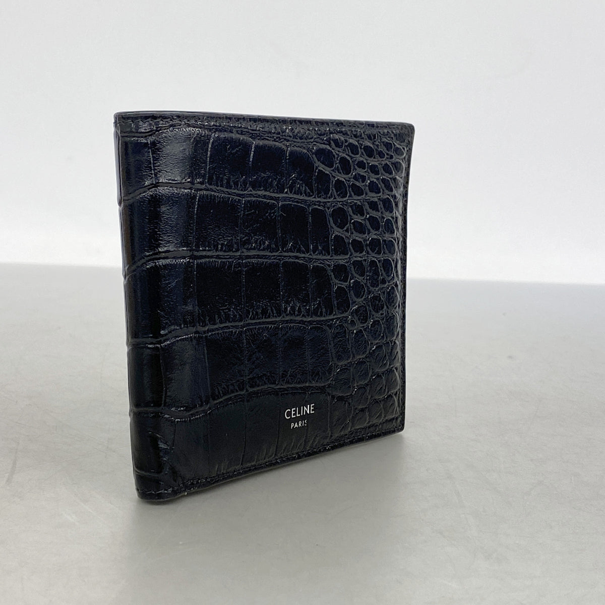 【6ib1496】セリーヌ 財布 レザー ブラック シルバー金具【中古】メンズ