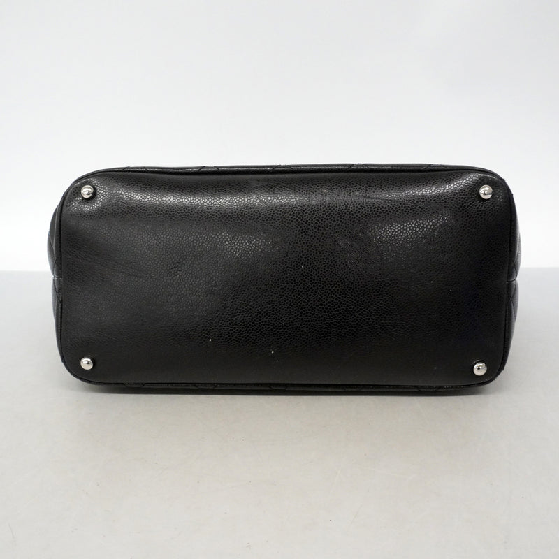 【6ib1509】シャネル チェーントート マトラッセ キャビアスキン ブラック シルバー金具【中古】レディース