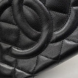【6ib1509】シャネル チェーントート マトラッセ キャビアスキン ブラック シルバー金具【中古】レディース