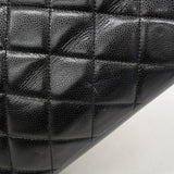 【6ib1509】シャネル チェーントート マトラッセ キャビアスキン ブラック シルバー金具【中古】レディース