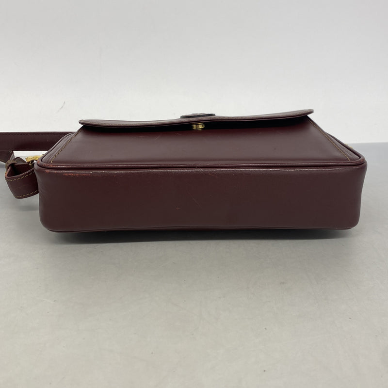 【6ib1517】カルティエ ショルダーバッグ マスト レザー ボルドー ゴールド金具【中古】レディース