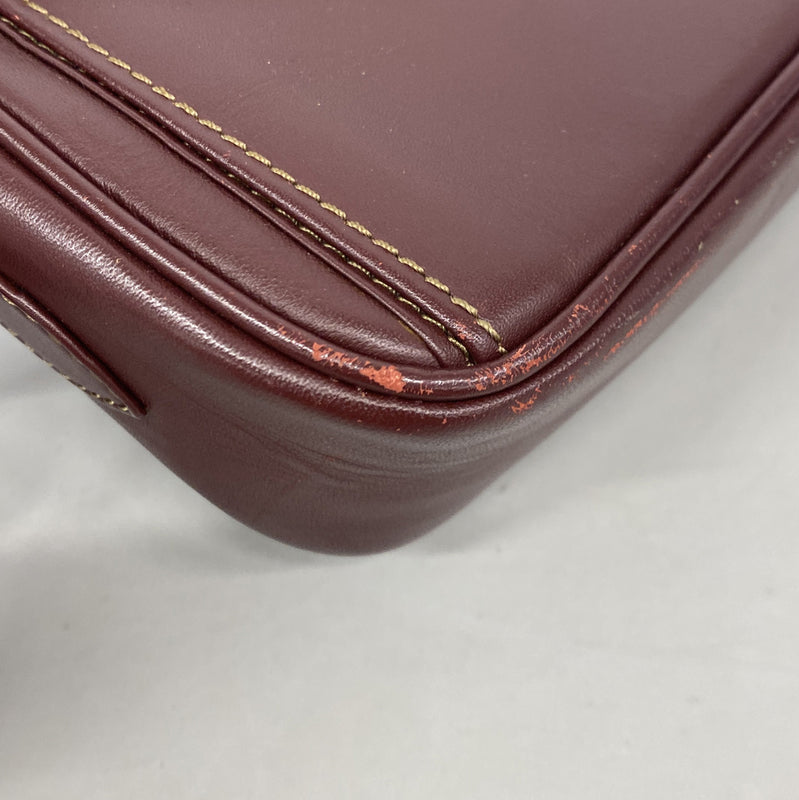 【6ib1517】カルティエ ショルダーバッグ マスト レザー ボルドー ゴールド金具【中古】レディース