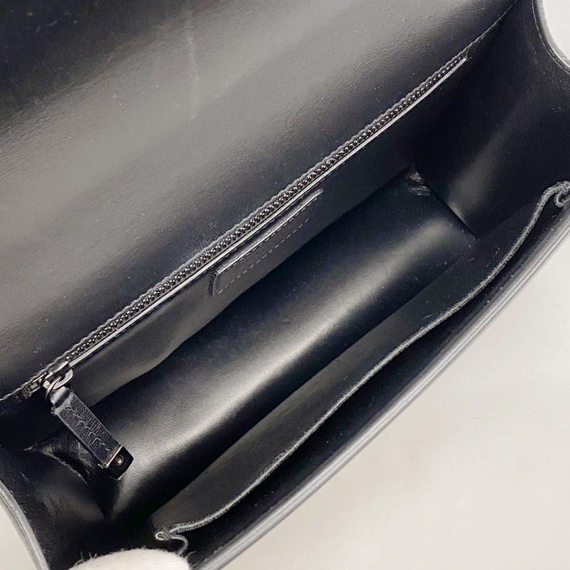 【6ib1527】クリスチャンディオール ショルダーバッグ カロ レザー ブラック シルバー金具【中古】レディース