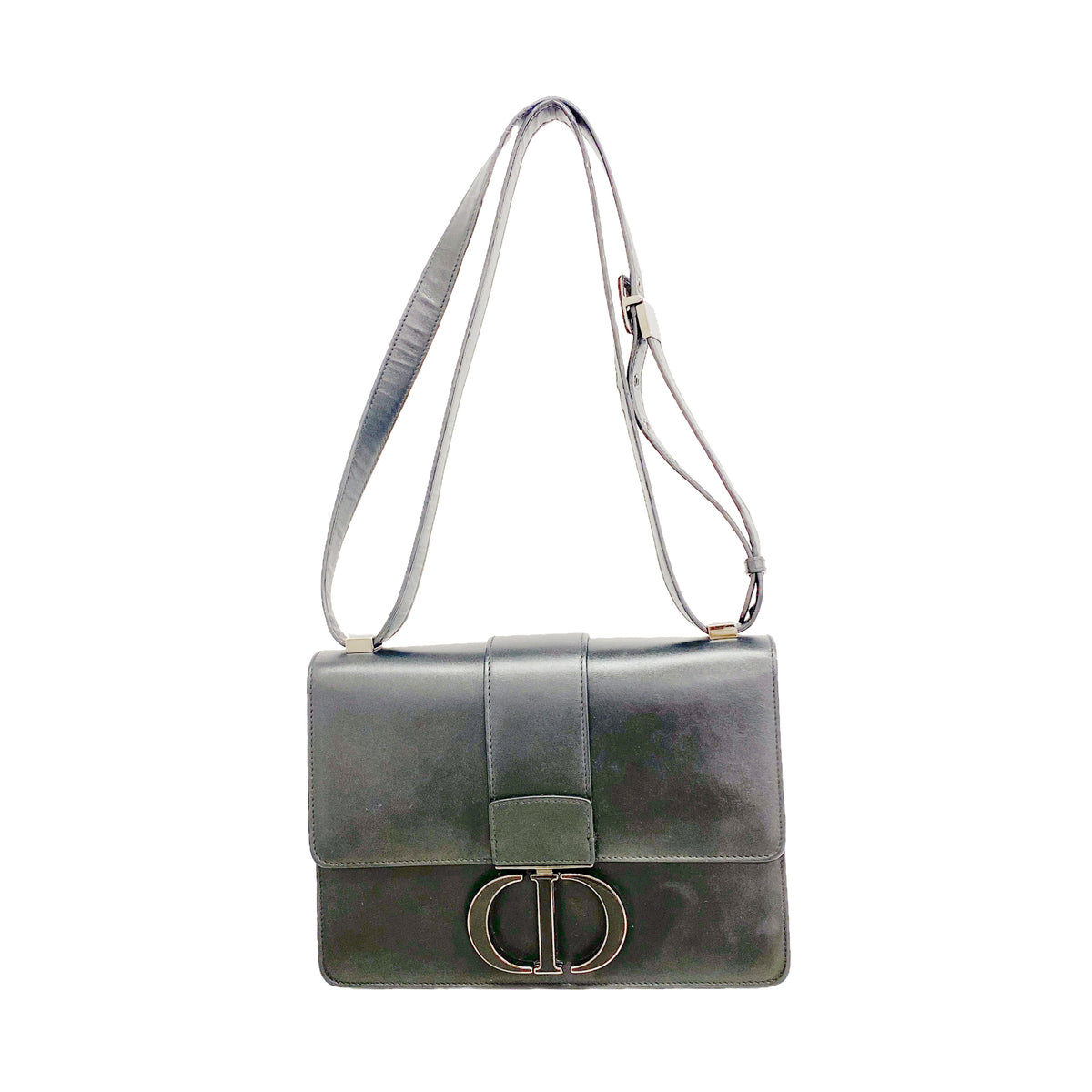 【6ib1527】クリスチャンディオール ショルダーバッグ カロ レザー ブラック シルバー金具【中古】レディース