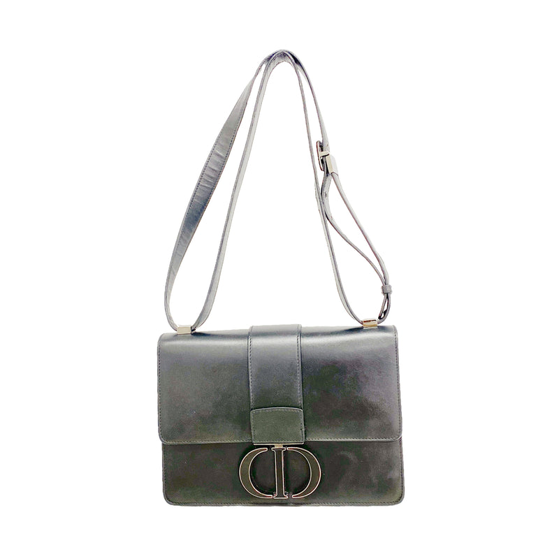 【6ib1527】クリスチャンディオール ショルダーバッグ カロ レザー ブラック シルバー金具【中古】レディース