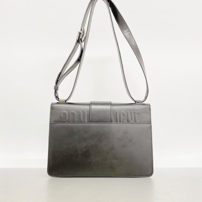 【6ib1527】クリスチャンディオール ショルダーバッグ カロ レザー ブラック シルバー金具【中古】レディース