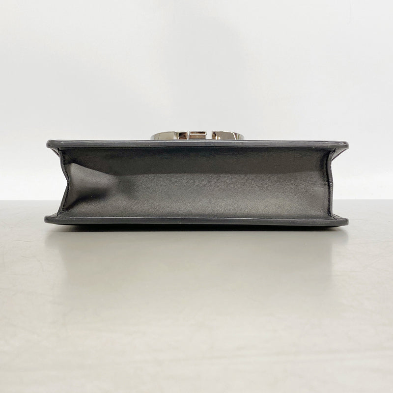 【6ib1527】クリスチャンディオール ショルダーバッグ カロ レザー ブラック シルバー金具【中古】レディース