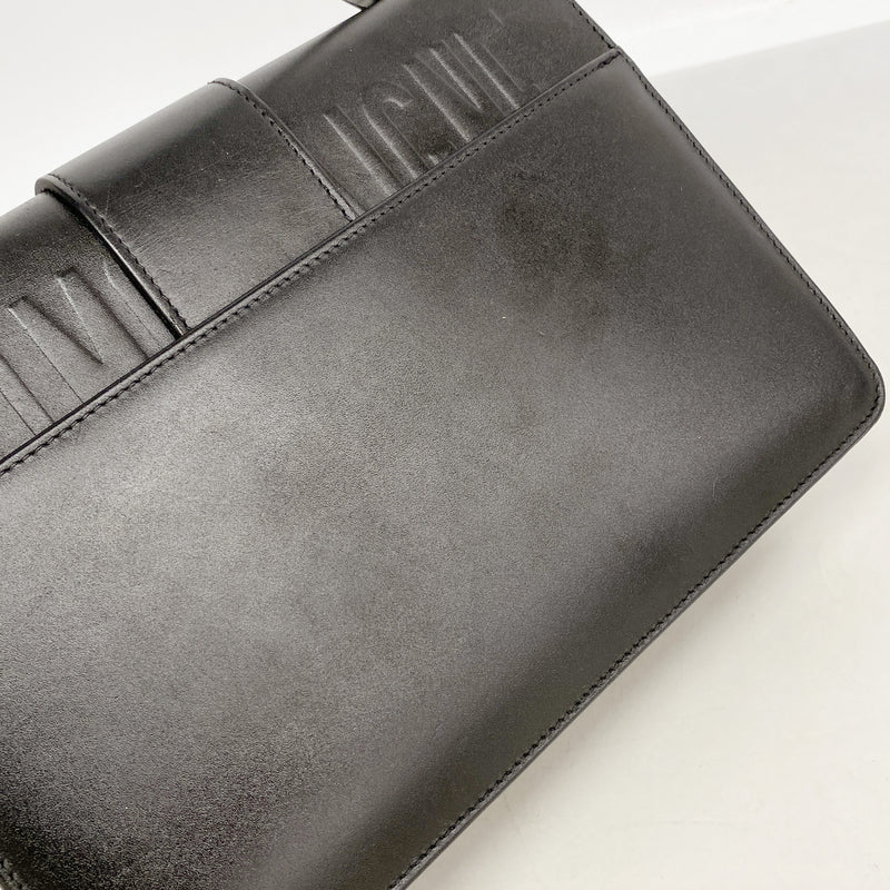 【6ib1527】クリスチャンディオール ショルダーバッグ カロ レザー ブラック シルバー金具【中古】レディース