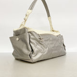 【6ib1528】シャネル ショルダーバッグ パリビアリッツ キャンバス グレー シルバー金具【中古】レディース