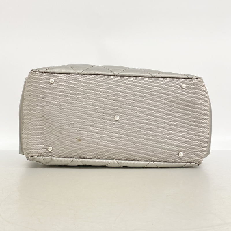 【6ib1528】シャネル ショルダーバッグ パリビアリッツ キャンバス グレー シルバー金具【中古】レディース