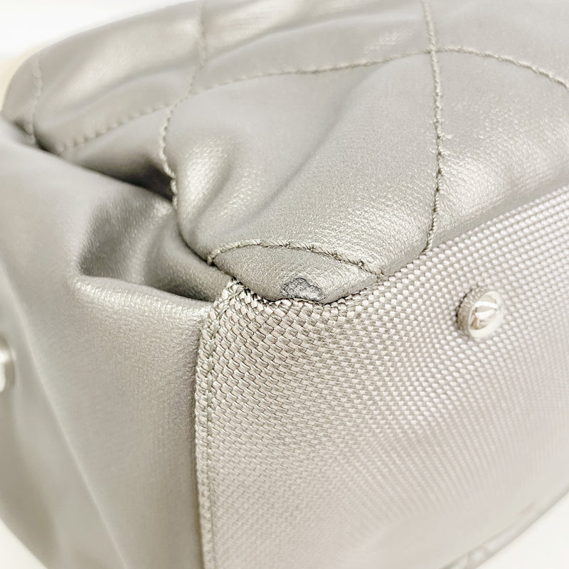 【6ib1528】シャネル ショルダーバッグ パリビアリッツ キャンバス グレー シルバー金具【中古】レディース