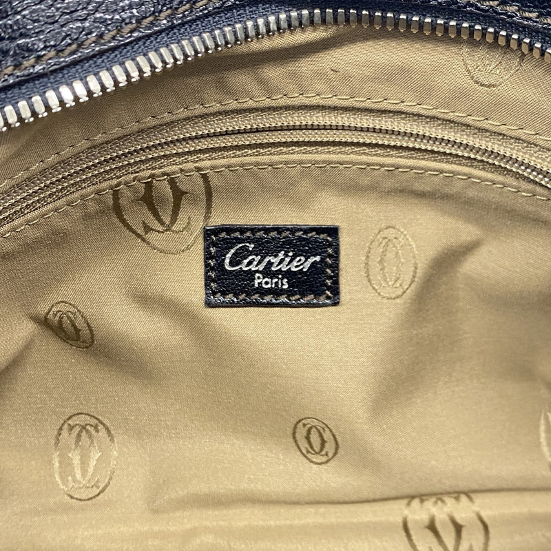 【6ib1537】カルティエ ハンドバッグ マルチェロ レザー ブラック シルバー金具【中古】レディース