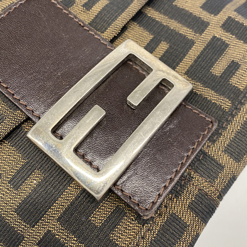 【6ib1539】フェンディ ハンドバッグ ズッカ ナイロンキャンバス ブラウン シルバー金具【中古】レディース