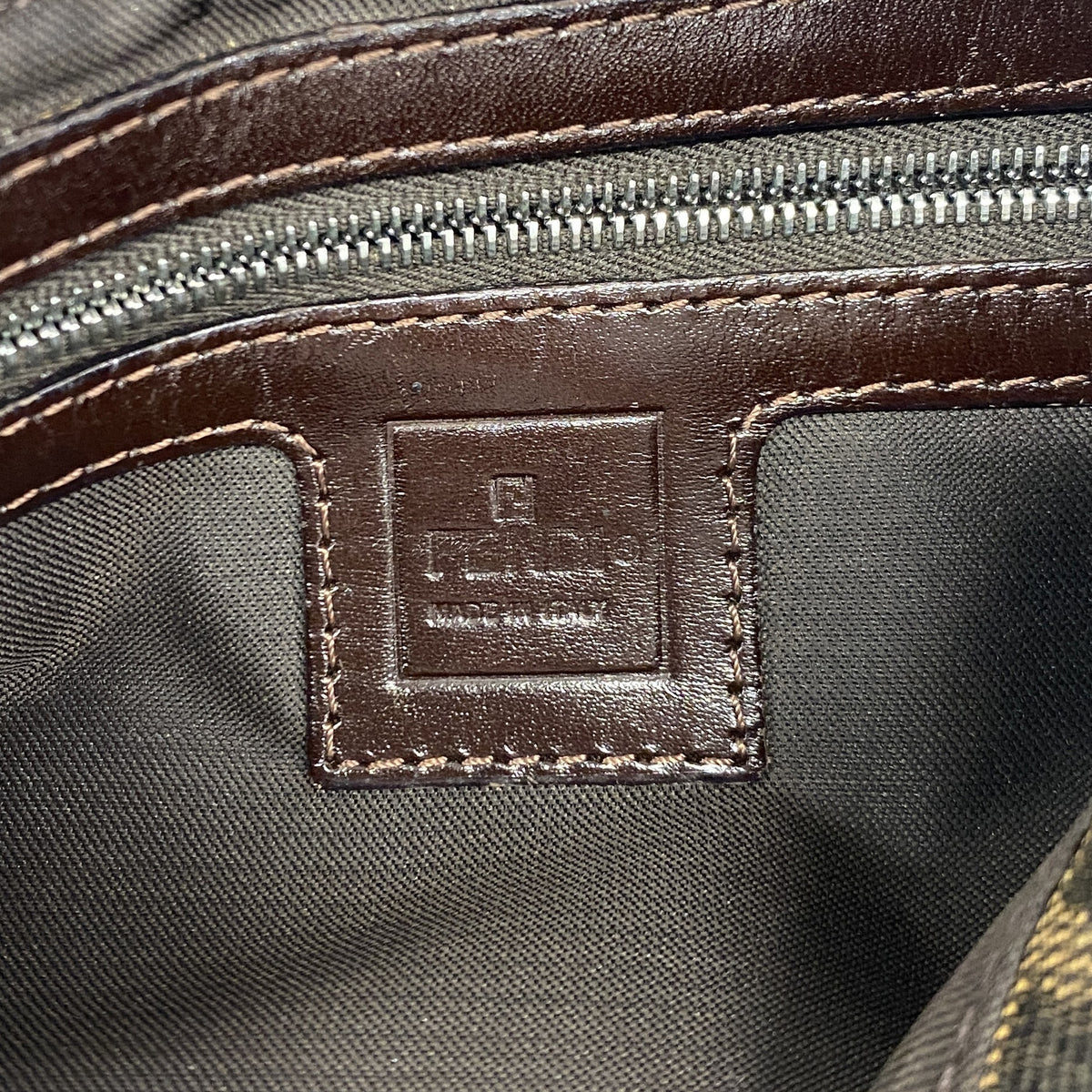 【6ib1539】フェンディ ハンドバッグ ズッカ ナイロンキャンバス ブラウン シルバー金具【中古】レディース